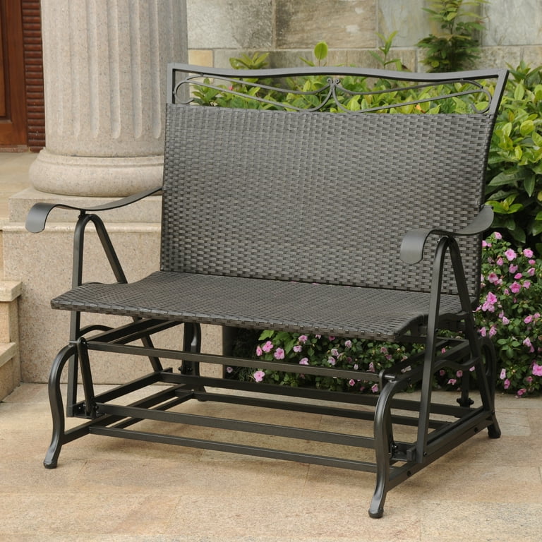 International Caravan Valencia Resin Wicker/Steel Double Glider International Caravan Valencia Resin Wicker/Steel Double Glider