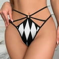 thumbnail image 3 of Black And White Harlequin Open Type Women's Panties Crotch Opening G-strings Thongs Lingeries Underwear, 3 of 7