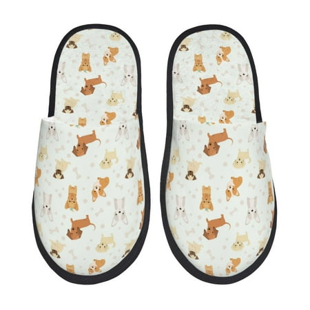 

House Slippers for Women and Men Cute cartoon Dog Puppy Comfy Fuzzy Bedroom Slippers Furry Home Shoes for Indoor Outdoor