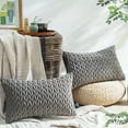thumbnail image 2 of Holiday Deal Selection Phantoscope Quilted Velvet Braid Textured Pleated Decorative Throw Pillow Cover for Bed and Couch, 12" x 20", Dark Gray, 2 Pack, 2 of 3