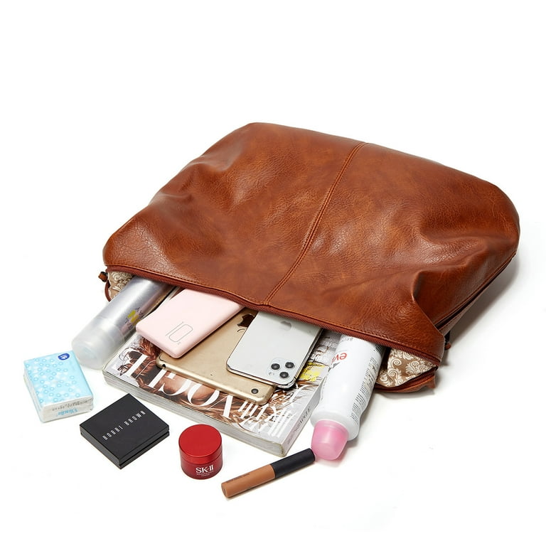 esafio Soft leather Purses and Handbags Hobo Bags for Women Large Shoulder  Bag,Black 