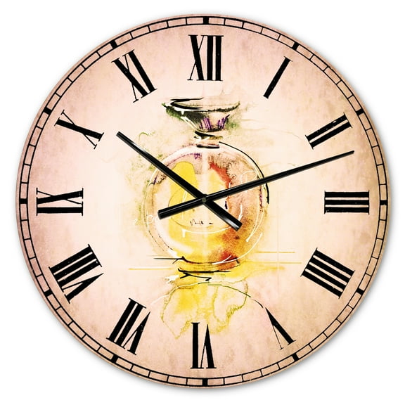 Designart 'Perfume Bottle Watercolor' Traditional wall clock