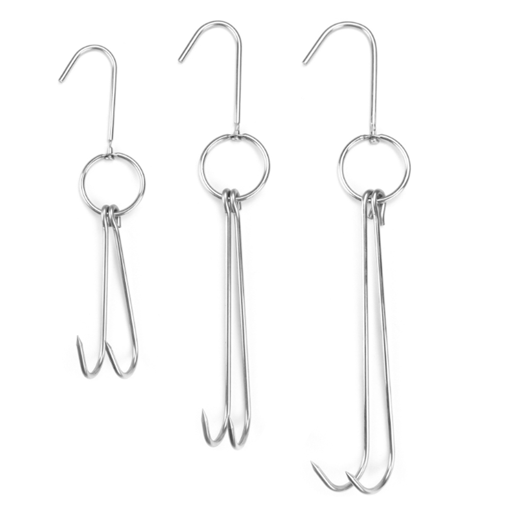 HGYCPP Stainless Steel Double Meat Hooks Roast Duck Beef Goose Turkey ...