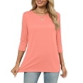 thumbnail image 2 of MOSHU 3 Pack 3/4 T Shirts for Womens Crew Neck Womens Shirts Dressy Basics Tees Casual Loose Fit Fall Tops, 2 of 10