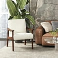 thumbnail image 2 of HYJY Corduroy Accent Chair, Mid-Century Modern Armchair with Solid Wood Legs, Reading Leisure Chair with High Back for Living Room Bedroom Waiting Room Beige, 2 of 18