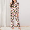 thumbnail image 2 of Fotbe Abstract Pink Plaid Butterfly Pattern Long Sleeve Pajama Set for Women,Sleepwear Set,2-piece Loungewear Set,Soft PJs Comfy Nightwear with Pockets -Small, 2 of 7
