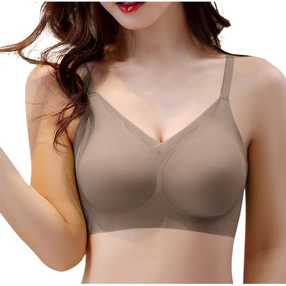 Ohufall Women Full Coverage Bra 34B/C-40B/C Push Up Bra Seamless Wireless Bra for Women Underwear