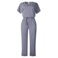 thumbnail image 2 of gvdentm Jumpsuits for Women Women's Summer Spaghetti Straps V Neck Smocked Wide Leg Jumpsuits Rompers Grey,XL, 2 of 4
