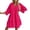 Hot Pink, variant on Women's V Neck Puff Sleeve Cake Dress Solid Color Short Sleeve Flowy Tiered Midi Dress Spring Summer Casual Party Beach Wear