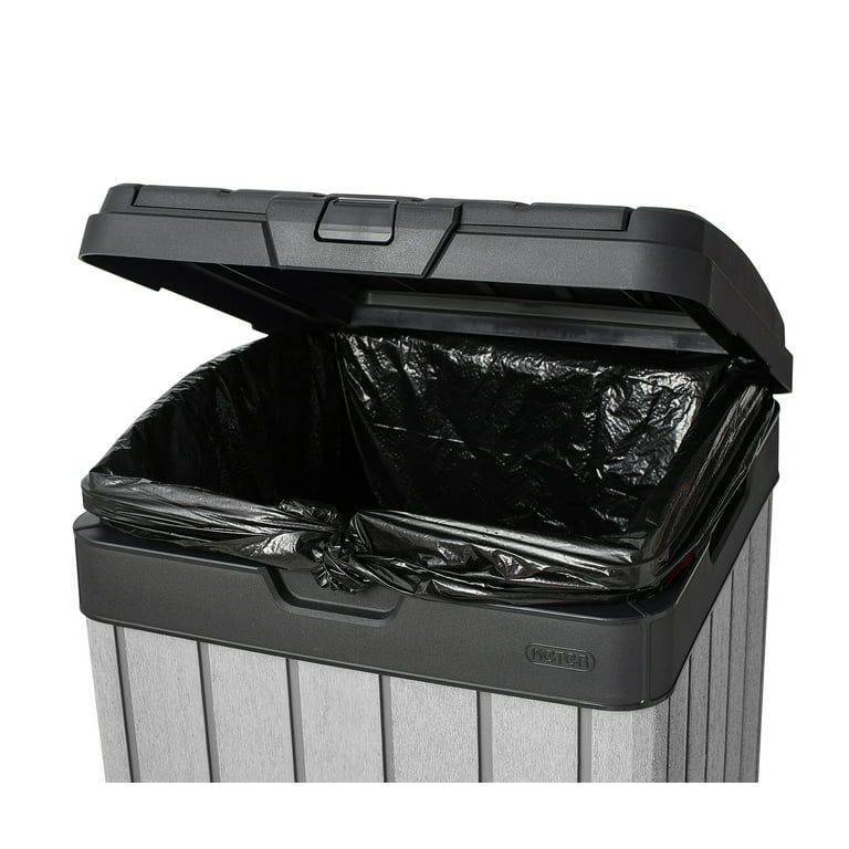 Keter 240770 Baltimore Outdoor Trash Can, Black