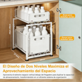 thumbnail image 2 of Organizador para Bajo Fregadero 2 Niveles, Organizador Bajo Fregadero con Cajones Deslizantes Estante Metálico Ajustable en Altura para Cocina y Baño, 2 of 4