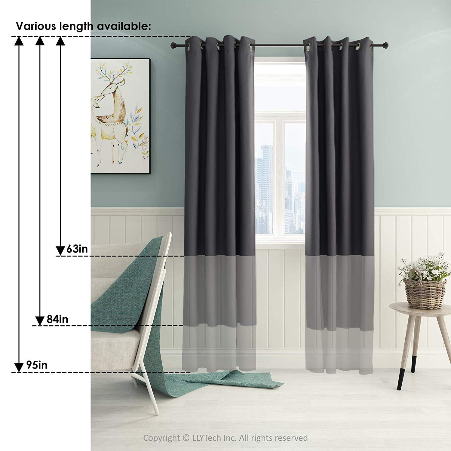 Furinno Collins Blackout Curtain 42 X 84 Inches 1 Panel, Dark Blue
