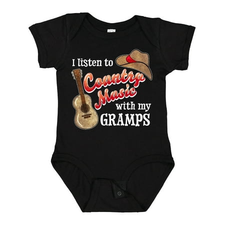 

Inktastic I Listen to Country Music with My Gramps Guitar and Hat Gift Baby Boy or Baby Girl Bodysuit