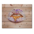 thumbnail image 3 of Designart 'Shining Woman Lips Covered With Rhinestones and Smudges' Modern Print on Natural Pine Wood, 3 of 5