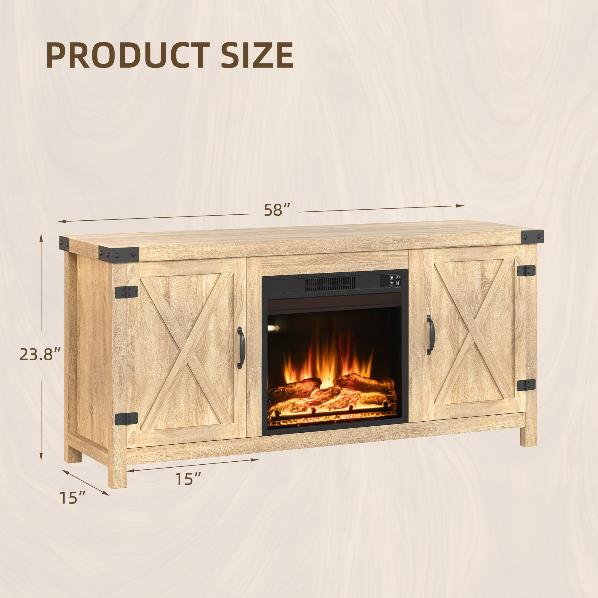 Homall Modern Farmhouse TV Stand Double Barn Door Fireplace TV Stand for TVs up to 65 inch,Oak