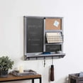 thumbnail image 2 of MyGift Wall-Mounted Gray Wood Chalkboard/Cork Board Sign with Shelf, Mail Basket, and 5 Key Hooks, 2 of 7