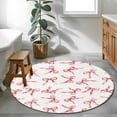 thumbnail image 5 of Pink Bow Ribbon Round Rug 3ft Washable Circle Entryway Rugs Non Slip Vintage Modern Art Bowknot Area Rug Indoor Floor Carpet for Bedroom Kitchen Living Room Home Office Dining Room Nursery, 5 of 8