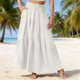 thumbnail image 1 of TaTaai Women's Summer Solid Color Casual Asymmetrical Long Skirt Elastic Waist Flowy Half Skirt with Pockets Gift, 1 of 6