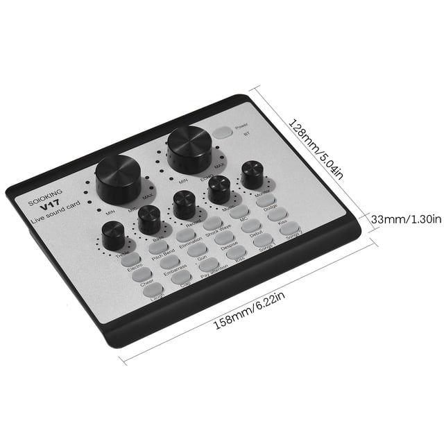 V17 Tarjeta de sonido en vivo BT Mini mezclador de sonido Voz multifuncional