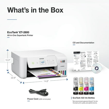 Epson - EcoTank ET-2800 Wireless All-in-One Supertank Inkjet Printer - White