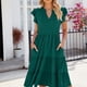 thumbnail image 5 of Puntoco Vestido De Manga Corta Con Cuello En V, Vestido Casual De Color Sólido Con Manga Corta Y Volantes Para Mujer Verde Militar Xxl, 5 of 8