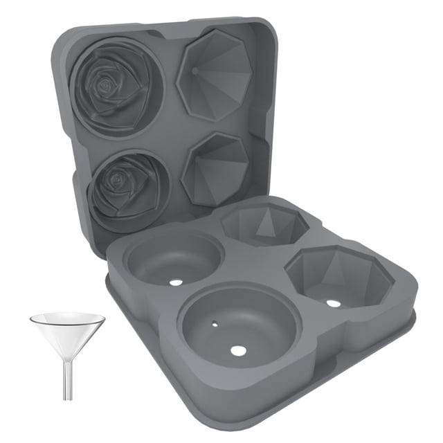 Tray Mikiwon Rose Trays With Covers 2 Cavity Silicone Rose Ice Tray & 2 Ice Maker Easy Release Large Form For Chilled W Shape And Store Silicone Tray Baby Cubes Food Storage Freezer Trays for Storage