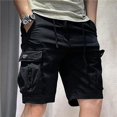 thumbnail image 3 of Pantalones cortos cargo para hombre, de color caqui, lisos, con cordón, estilo coreano, holgados, con cintura elástica, para verano, Y2k, 3 of 5