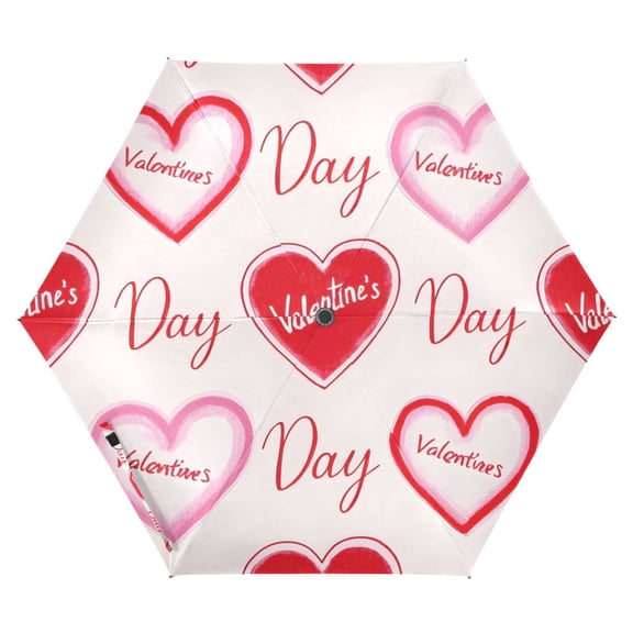 ALAZA Valentine's Hearts UPF 50+ Compact Folding Umbrella for Rain Travel Umbrella Packable