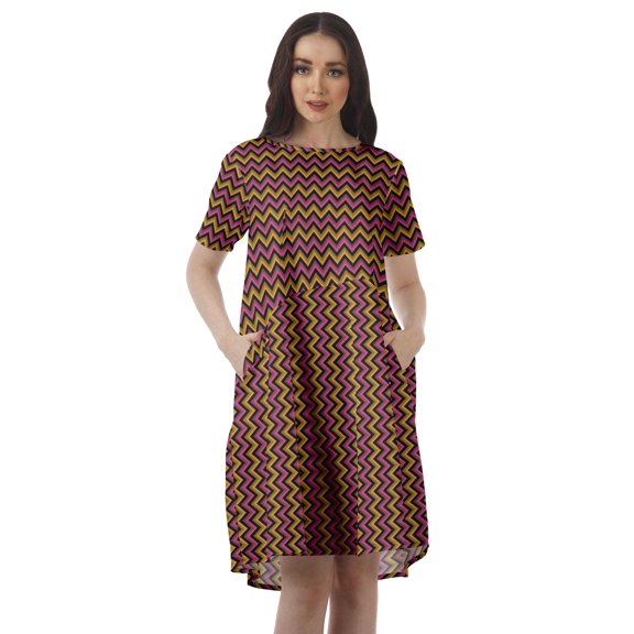 Moomaya Printed Loose A-Line Dress With Pockets Short Sleeve Dresses Women