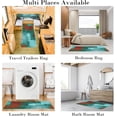 thumbnail image 6 of 2 Pieces Kitchen Rugs, Abstract Anti Fatigue Non Slip Foam Cushioned Turquoise and Red Art Painting Comfort Indoor Floor Mat Runner Rug Set for Laundry Office Sink Bathroom (17"x48"+17"x24"), 6 of 6