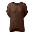 thumbnail image 7 of Crochet Coverups for Women Summer Cap Sleeve Hollow Out Casual Cruise Beach Vacation Tops Knit Pullover Sweater Brown L, 7 of 7