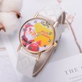 thumbnail image 2 of Regalo de reloj de cuarzo con correa de PU con pantalla analógica informal con patrón de Papá Noel lindo unisex (blanco), 2 of 2
