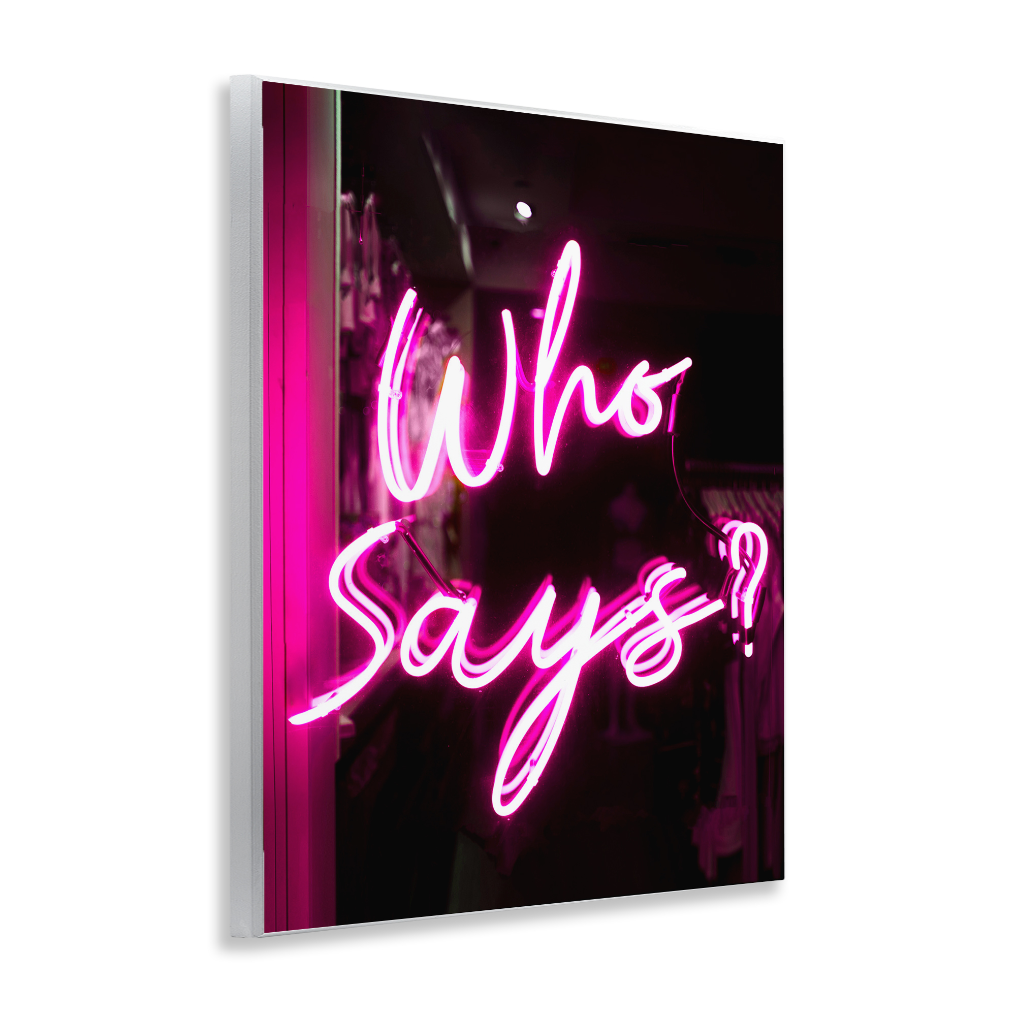 Stupell Industries Pink Neon Who Says Typography Painting Unframed Art Print Wall Art, 11 x 14
