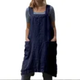 thumbnail image 3 of Lindbes Femmes S-5XL Taille Coton et Tablier en Lin Longue Circonférence Vêtements de Maison Lin en Vrac Longue Robe Robe d'Été, 3 of 7