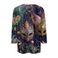 thumbnail image 5 of BDPORKAS Mardi Gras T Shirts for Women 3/4 Sleeve Round Neck Carnival Costume Mask Print Funny Gifts Parade Tshirt Plus Size Mardi Gras Outfit, 5 of 5
