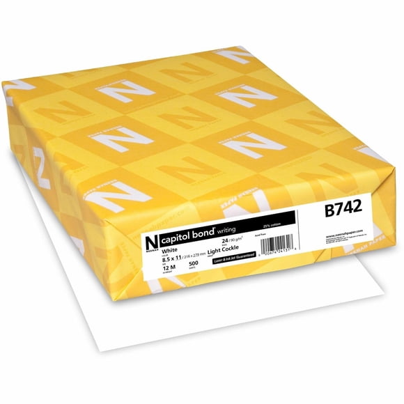 Papel Neenah B742 Capitol Bond Premium, 24 libras, 91 GE, blanco, 500 SH