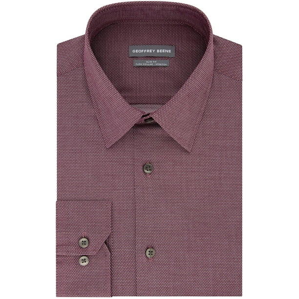 Geoffrey Beene Mens Dress Shirt Slim Fit Flex Collar Stretch Solid
