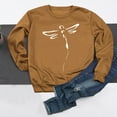 thumbnail image 5 of Holloyiver Women's Solid Long Sleeve Sweatshirt Crewneck Dragonfly Print Pullover Tops Tunic Tops OverSize, 5 of 8