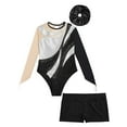 thumbnail image 3 of Alvivi Kids Girls Rhinestone Mesh Long Sleeve Gymnastics Leotard Skating Jumpsuit with Shorts Hair Band Silver&Black 16, 3 of 5