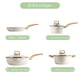 thumbnail image 3 of Set de Utensilios de Cocina Antiadherentes, 10 Piezas, Sartenes y Ollas con Revestimiento Blanco Moteado, Mangos de Madera, Compatible con Inducción, 3 of 7