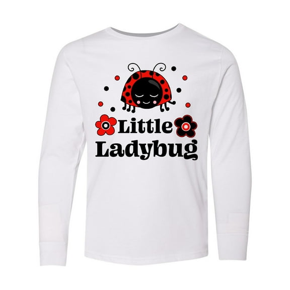 Inktastic Little Ladybug with Flowers Long Sleeve Youth T-Shirt