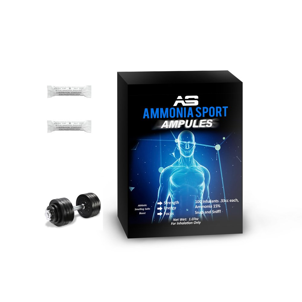 AmmoniaSport Athletic Smelling Salts Ampules (100) Ammonia Inhalant