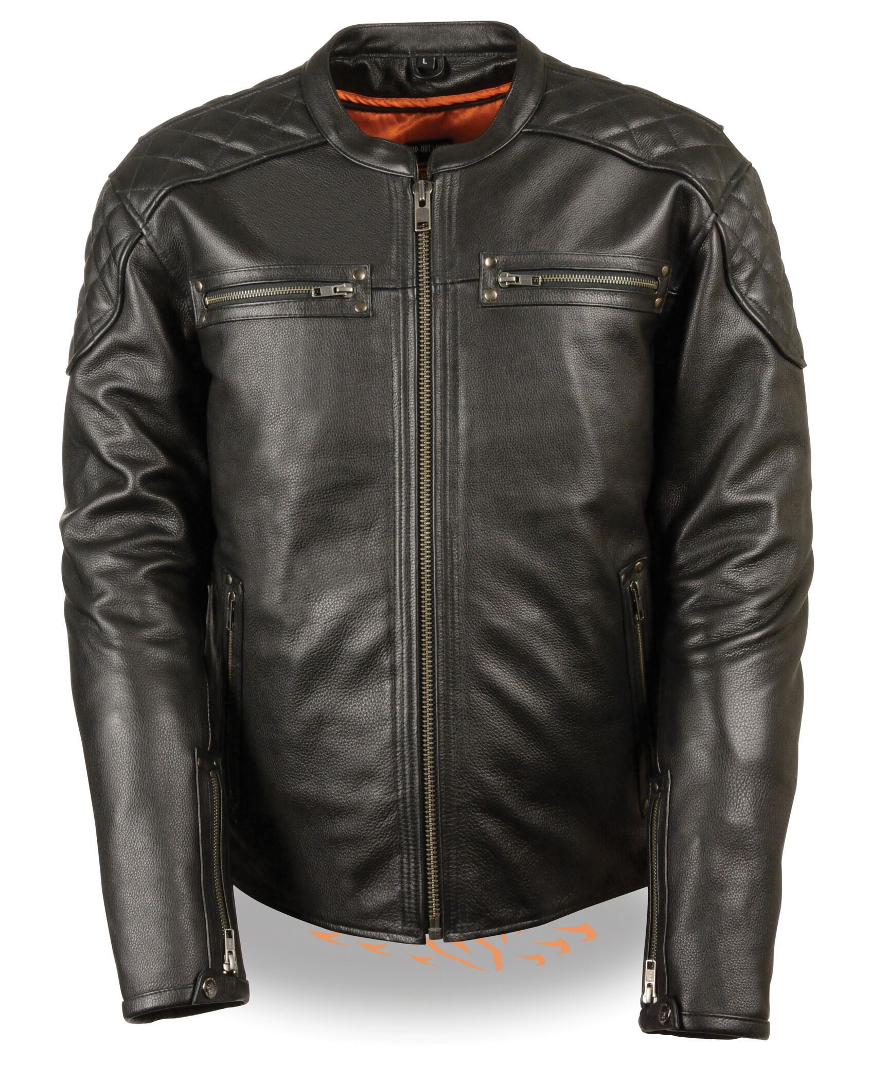 Black, 5X-Large Milwaukee Mens Side Lace Vented Scooter Leather Jacket