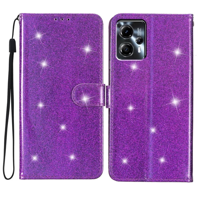 Compatible avec Motorola Moto G53 5G Étui Portefeuille Scintillant avec Poche pour Carte Couverture Rabattable