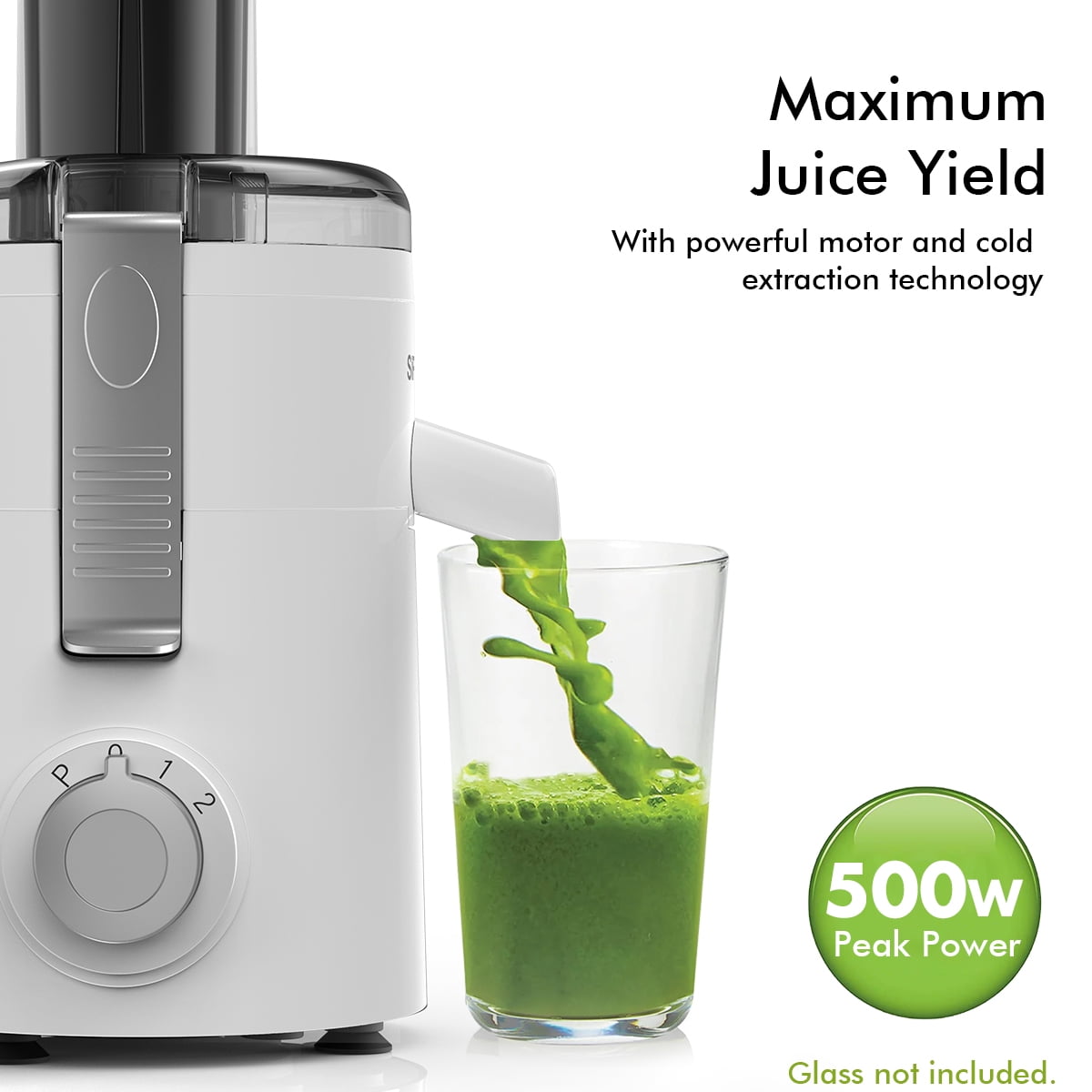 SiFENE Centrifugal Juicer Machine, 350W 2-Speed Juice Extractor with 2.5-Inch Wide Chute, Easy Clean, High Juice Yield, Compact Fruit & Vegetable Juicer, Home Kitchen, White
