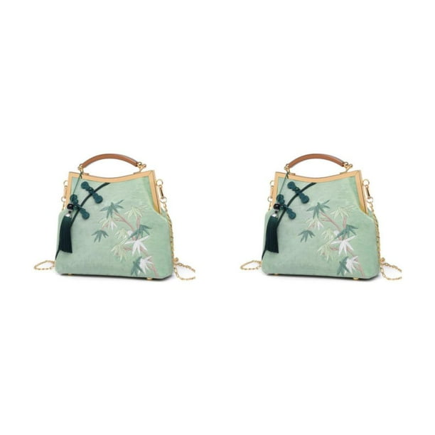 Bolso de hombro Sonducket Bandolera cruzada hecha A mano Verde 2piezas