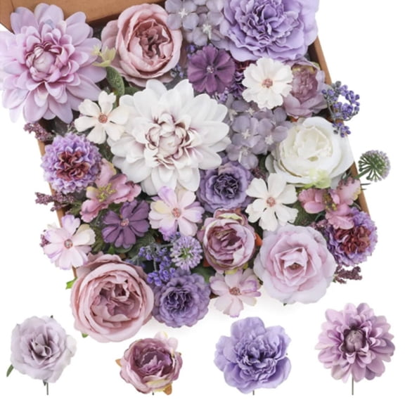 Heqing Boutique Clearance Artificial Flowers Combo Flowers Mix Flowers Roses with Stems for DIY Wedding Bridal Bouquets Arrangement Table Centerpieces