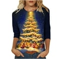 thumbnail image 2 of Holiday Gifts! Titcea Christmas Shirts for Women 3/4 Sleeve Crewneck Glitter Xmas Tree Print Pullover Christmas Sweaters 2024 Fashion Casual Tops, 2 of 4