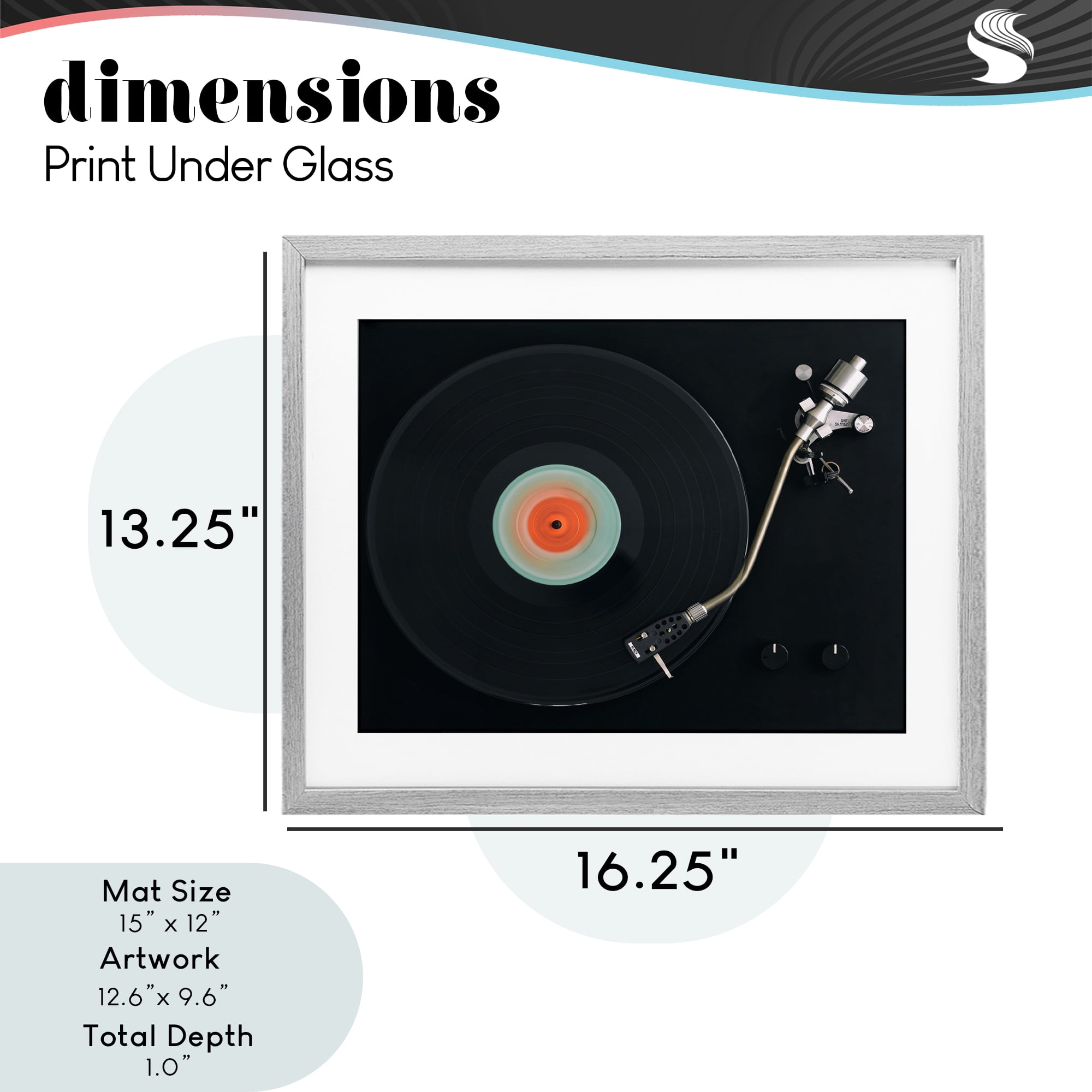 Stupell Industries Vintage Spinning Record Gray Framed Print Under Glass, design by Tom Quartermaine