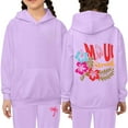 thumbnail image 2 of Toddler Sweatshirt Girls Kids Kids Hooded Tracksuit Unisex Two Piece Hoodie Sweatshirt Sweatpants Set Clothes Purple Size 3-4T, 2 of 4